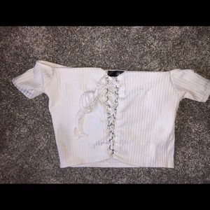 White off the shoulder crop top